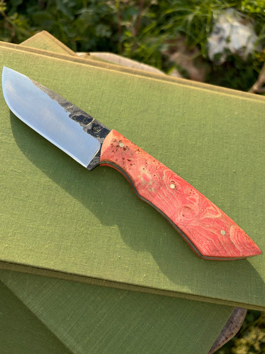 Couteau Forgé - Loupe de frêne Stabilisé Rouge