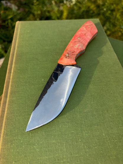 Couteau Forgé - Loupe de frêne Stabilisé Rouge